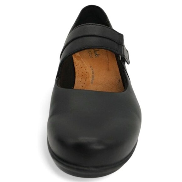 Clarks Women's Size 8 Wide Black Emslie Lulin Mary Jane Chunky Block Heel Pumps - Picture 11 of 16